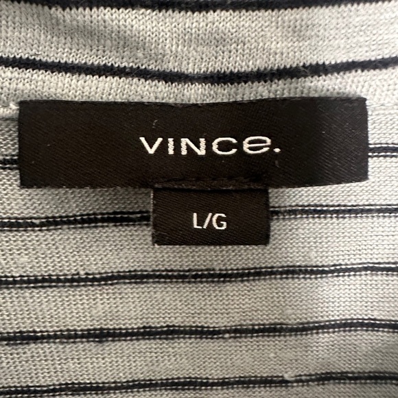 Vince Men’s 100% Linen  Jonny Collar Polo Shirt Blue/Gray Stripe Size L #7 - Picture 4 of 7
